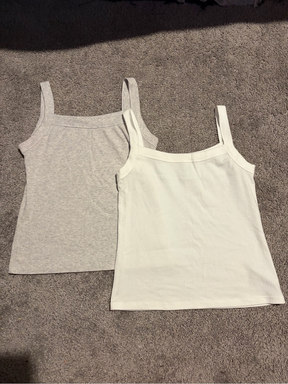 American Eagle Outfitters Ribbed Tank Tops - White & Light Gray